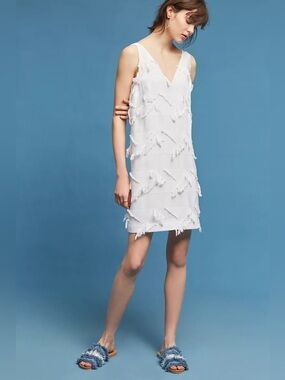 Maeve Fringework Shift Dress by Anthropologie Size 6